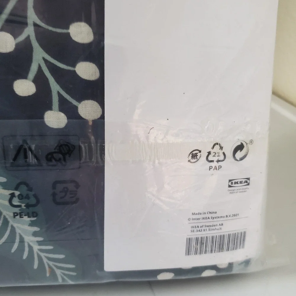 IKEA Sammetsblad QUEEN Full Duvet Cover w Pillowcases SET Black Floral Scandi